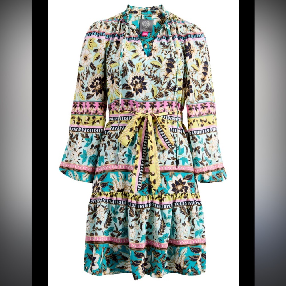 Vince Camuto floral ruffle long sleeved dress dress size 4